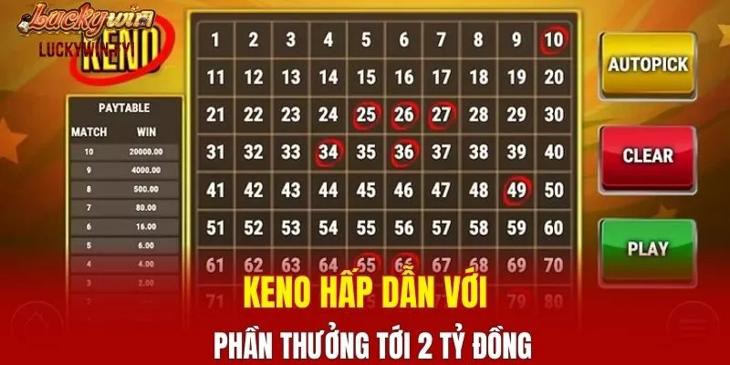 Keno hấp dẫn với phần thưởng tới 2 tỷ đồng
